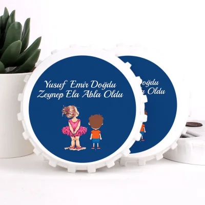 Abla Kardeş Temalı Açacaklı Erkek Bebek Magneti