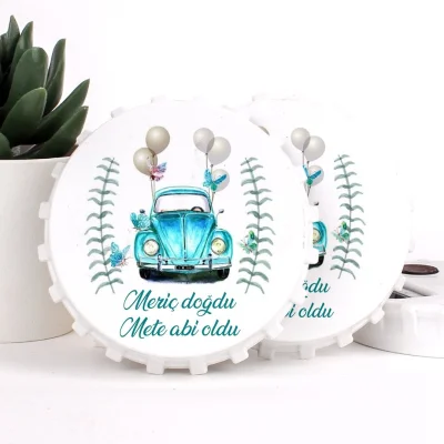 Araba Temalı Açacaklı Erkek Bebek Magneti