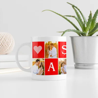 Aşk Yazılı Kişiye Özel Fotoğraflı Kupa Bardak