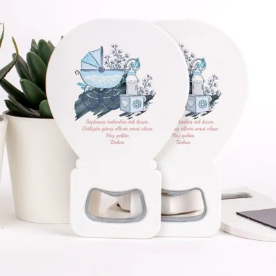 Bebek Arabası Temalı Açacaklı Kız Bebek Magneti