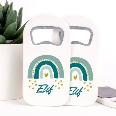 Gökkuşağı Temalı Açacaklı Kız Bebek Magneti