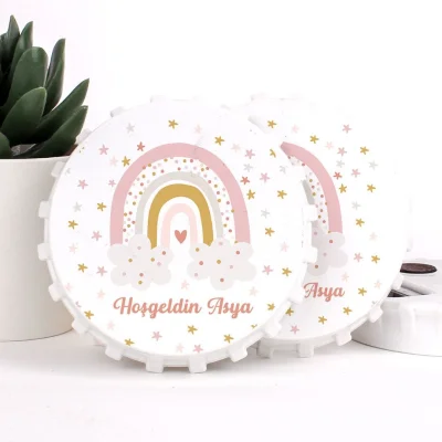 Gökkuşağı Temalı Açacaklı Kız Bebek Magneti