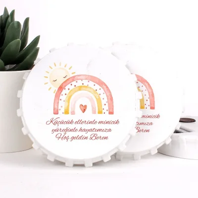 Gökkuşağı Temalı Açacaklı Kız Bebek Magneti