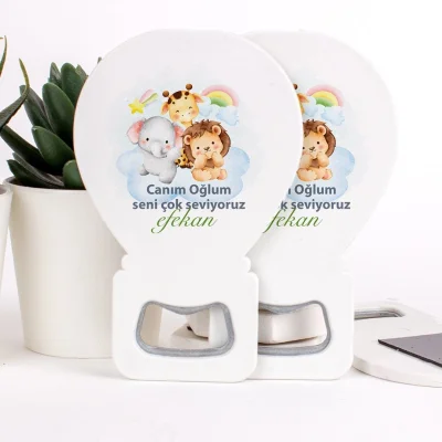Hayvanlar Temalı Açacaklı Erkek Bebek Magneti