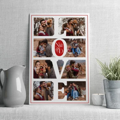 Kişiye Özel Fotoğraf Baskılı Love Tasarımlı Dekoratif Kanvas Tablo