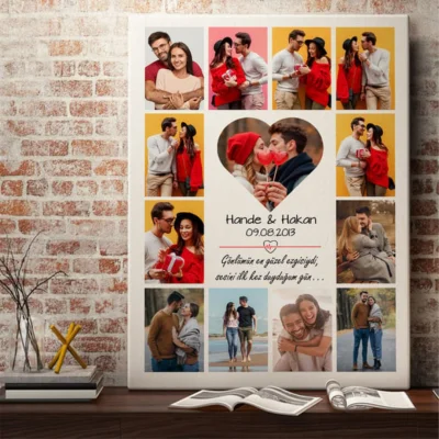 Kişiye Özel Fotoğraflı Aşk Tablosu Tasarımlı Kanvas Tablo, Sevgiliye Hediye, Ev Hediyesi