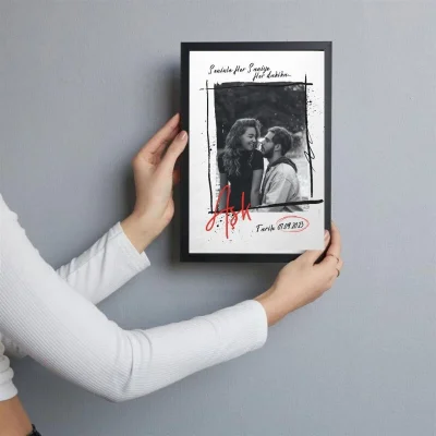 Kişiye Özel Resimli Seninle Hersaniye aşk Tasarımlı Yapışkanlı Sök Tak Çerçeve