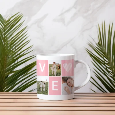 Love Yazılı 5 Fotoğraflı Kupa Bardak