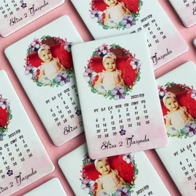 Pembe Tasarımlı Takvim Magneti - 10 Adet