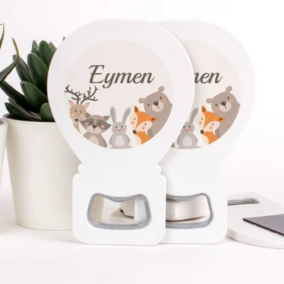 Safari Hayvanlar Temalı Açacaklı Erkek Bebek Magneti