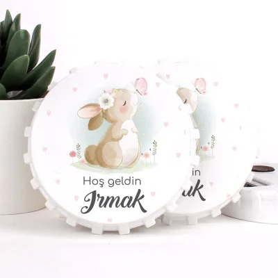 Tavşan Temalı Açacaklı Kız Bebek Magneti