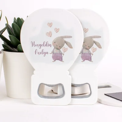Tavşan Temalı Açacaklı Kız Bebek Magneti