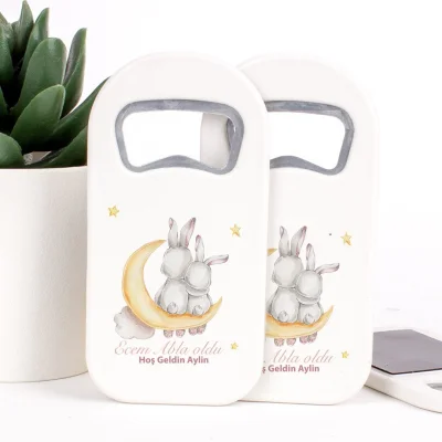Tavşan Temalı Açacaklı Kız Bebek Magneti
