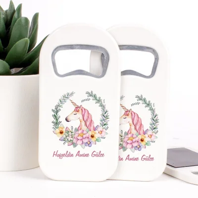 Unicorn Temalı Açacaklı Kız Bebek Magneti