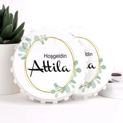 Yeni Doğan Çiçek Temalı Açacaklı Erkek Bebek Magneti